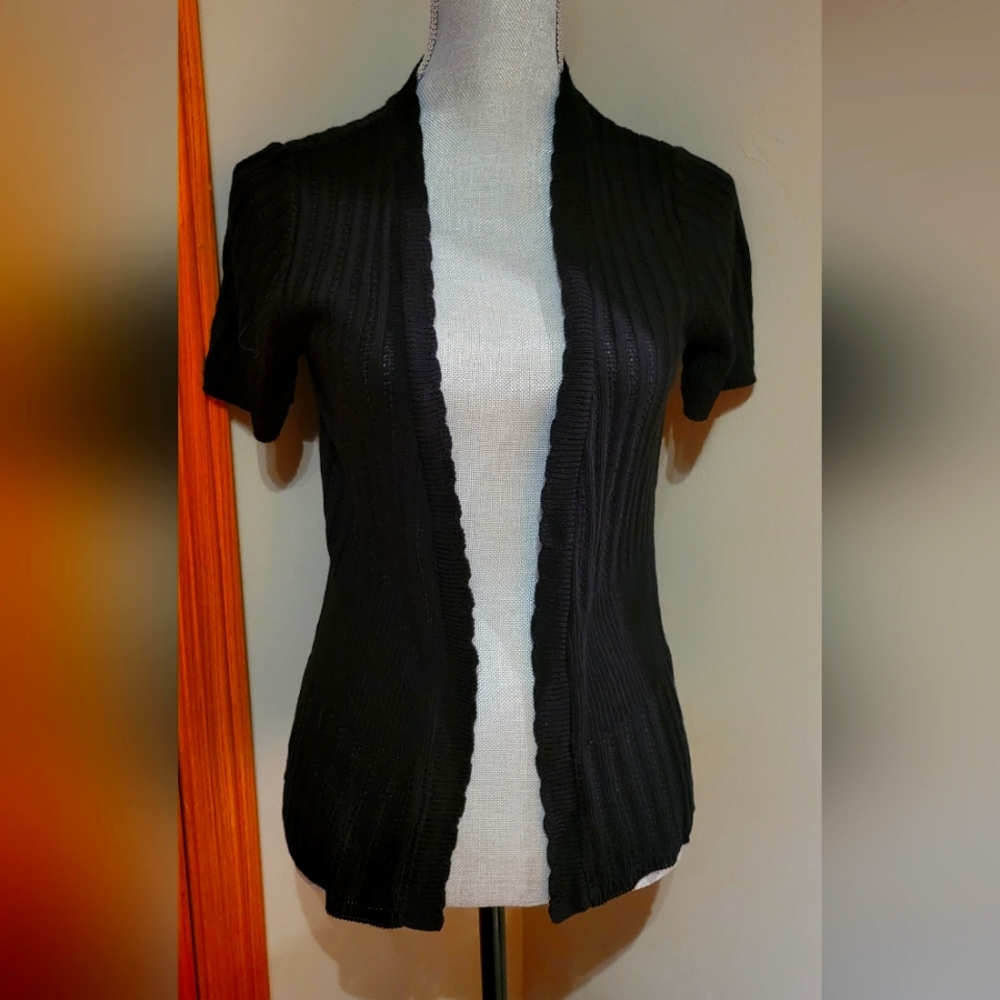 Christopher & Banks black short sleeve cardigan